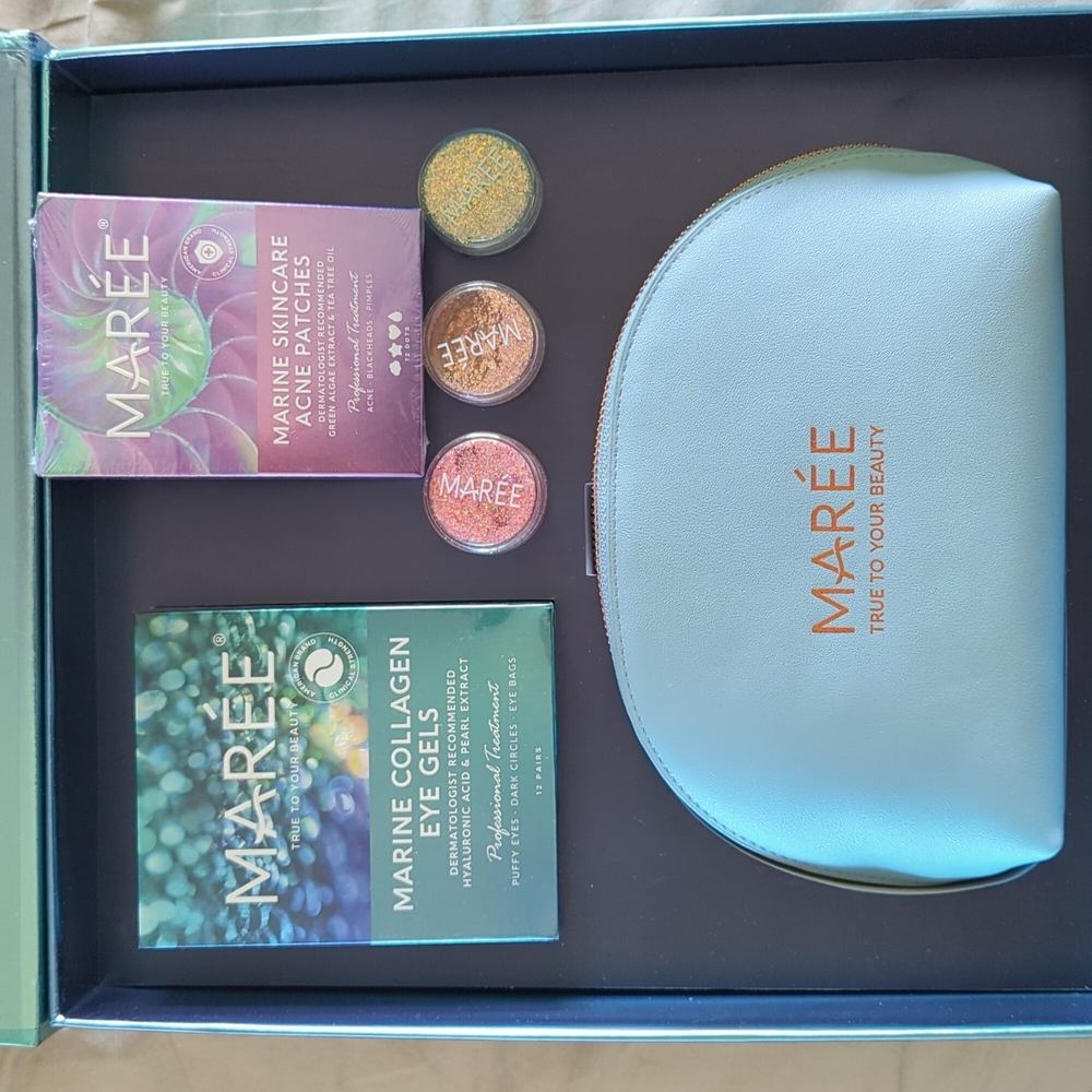 🆕 Mareé marine collagen eye gels, acne patches x3 glitter gels, makeup b